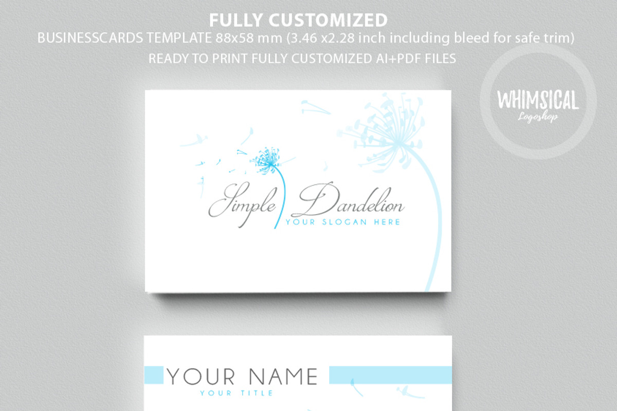 Feminine Dandelion logo businesscard, a Branding & Logo Template by Whimsical Logoshop (Photo 2 of 2)