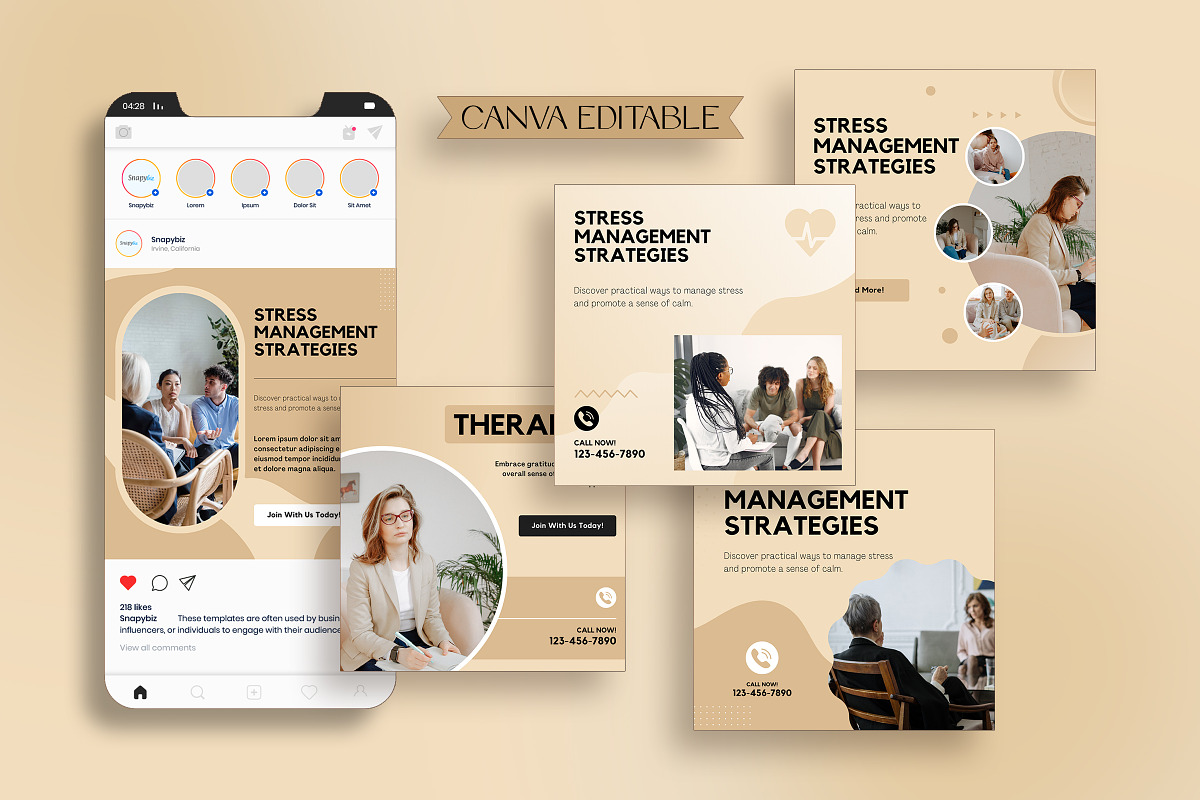 Therapist Instagram Templates, a Marketing Template by Snapybiz (Photo 7 of 10)