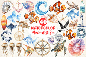 Minimalist Sea Sublimation Clipart, an Illustration by Dream Creation