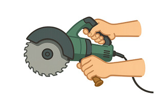 Person using a handheld power saw, an Industrial Photo by ZinetroN