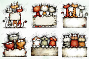 Whimsical Christmas Cats Clipart, an Illustration by Creative Art (Thumbnail 4 of 11)