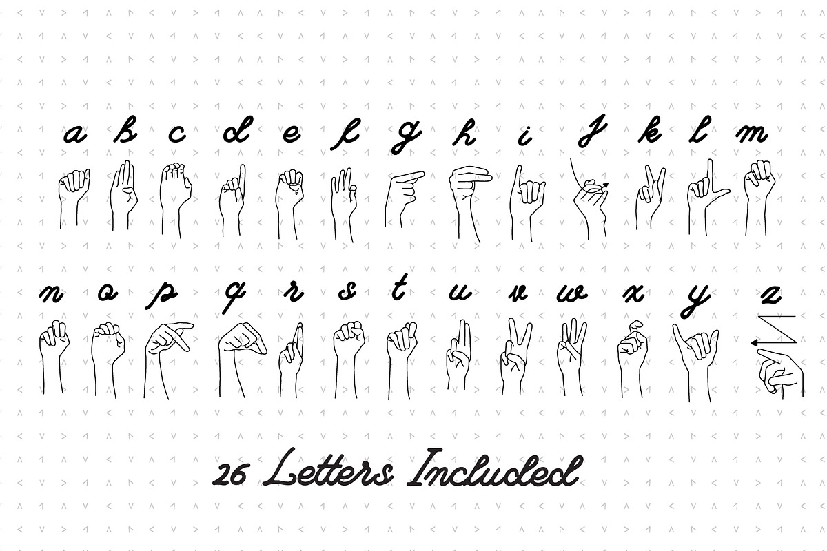 26 Letters 10 Numbers Sign Language, an Education Illustration by pkahraman (Photo 3 of 4)