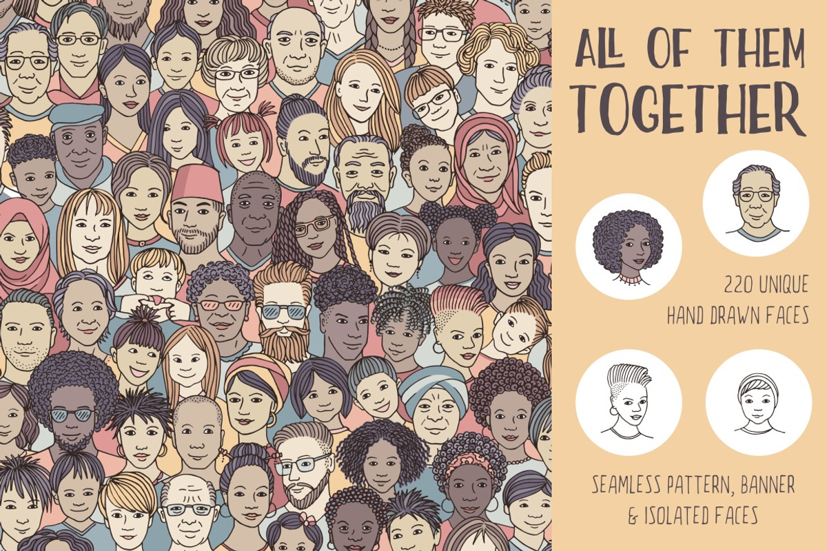 Huge Collection of 220 Diverse Faces, a Person Illustration by Franzi draws (Photo 6 of 12)