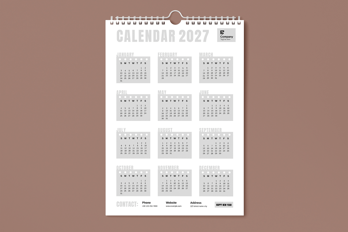 Calendar 2027 Layout Template, a Stationery Template by MightyDesign (Photo 1 of 6)