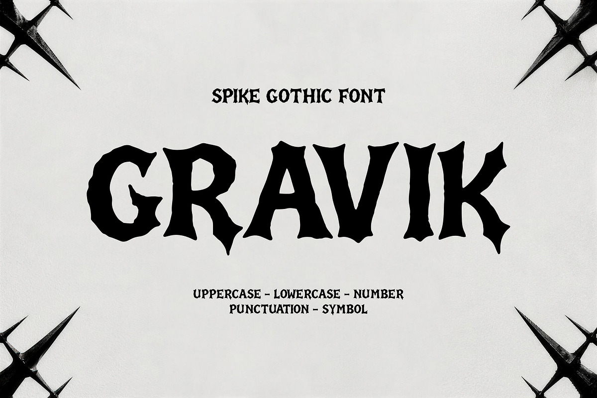 Gravik - Spike Gothic Font, a Blackletter Font by Pitchlook.Studio (Photo 1 of 4)