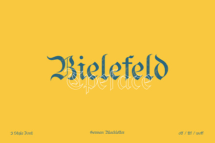 Bielefeld typeface font, a Blackletter Font by Emyself Design