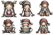 Cute Hot Chocolate Girl Clipart, an Illustration by DreamArtGraphic (Thumbnail 3 of 5)