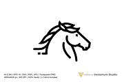 Horse Head Minimal Line Art Logo, a Branding & Logo Template by Vectorium Studio (Thumbnail 1 of 3)