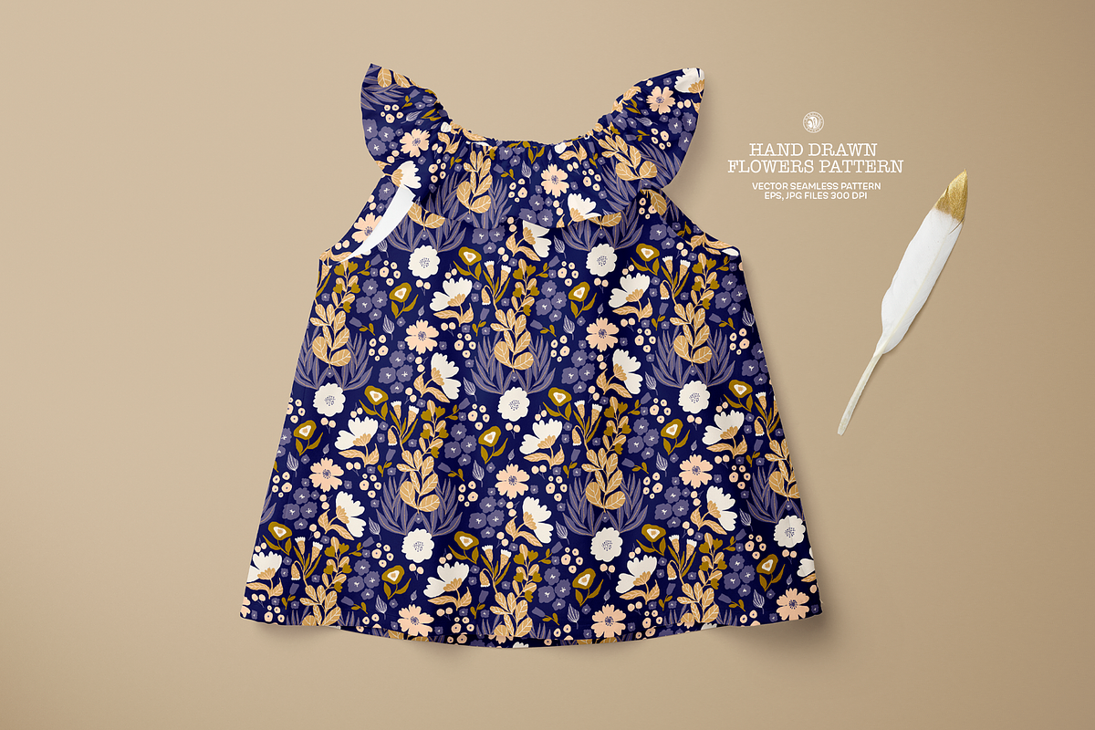 Hand Drawn Flowers Vector Pattern, a Pattern Graphic by Webvilla Studio (Photo 2 of 6)