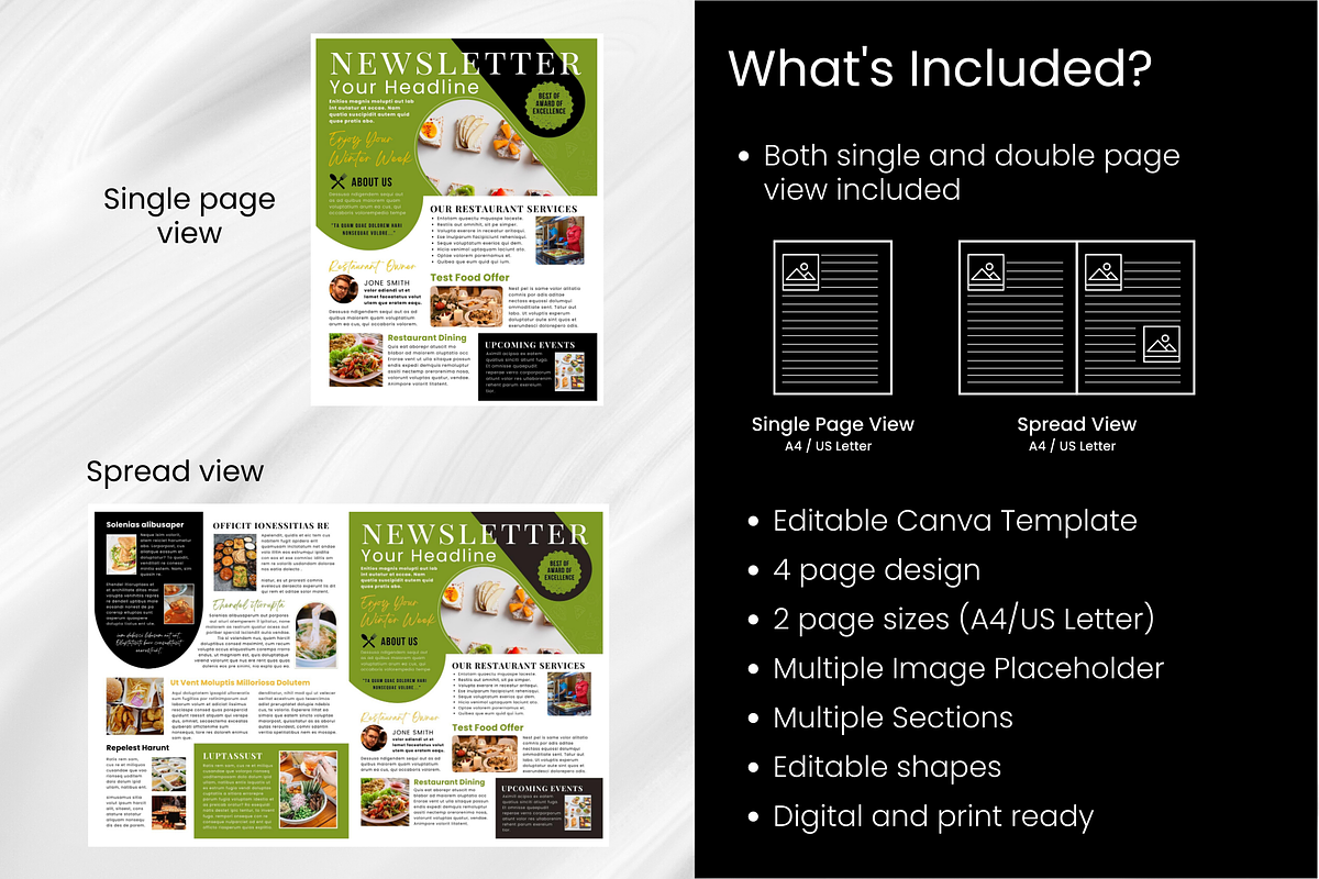 Canva Restaurant Newsletter Template preview 5