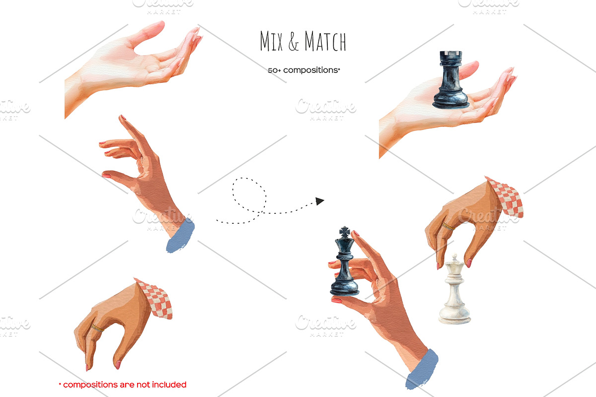 Watercolor chess game clipart, an Object Illustration by Art and Funny (Photo 5 of 8)