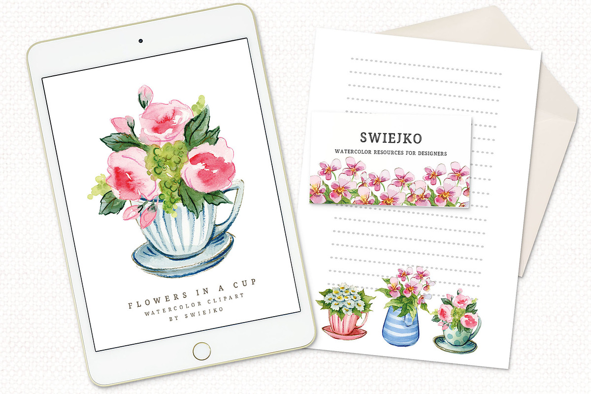 Flowers in a cup, cottagecore, an Illustration by swiejko (Photo 5 of 6)