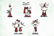 Whimsical Christmas Reindeer Clipart, an Illustration by Creative Art (Thumbnail 5 of 13)