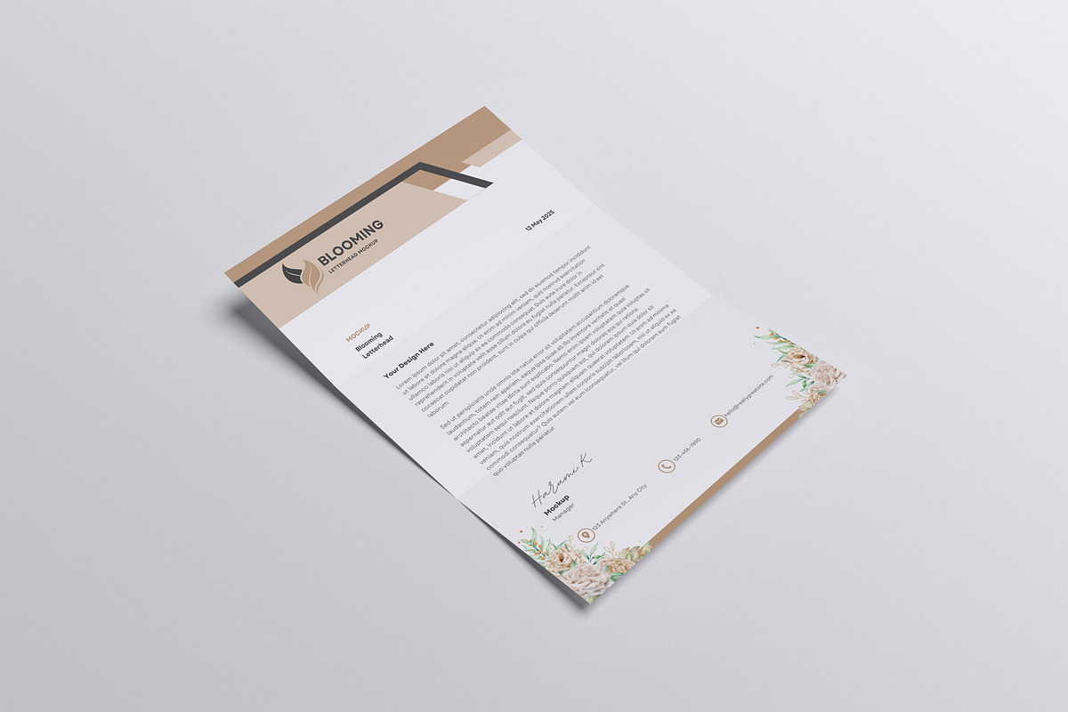 Blooming Letterhead Mockup, an Advertising Mockup by xavier_studio (Photo 3 of 5)