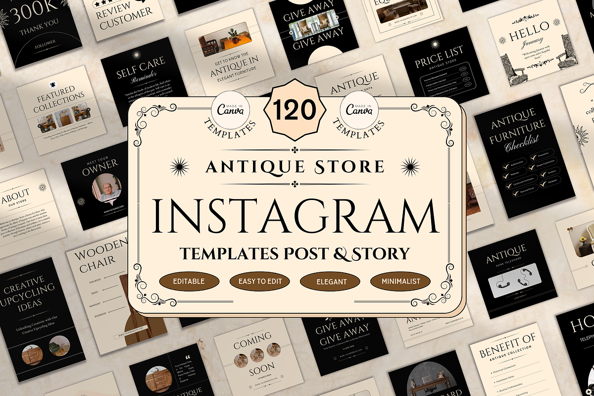 120 Antique Store Instagram Template, a Social Media Template by Branding Victory STD (Photo 1 of 9)