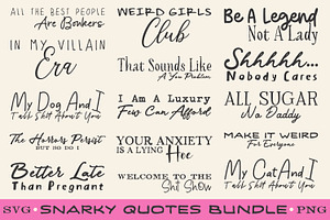 Snarky Quotes Funny SVG Bundle, an Object Graphic by Heather Green Designs