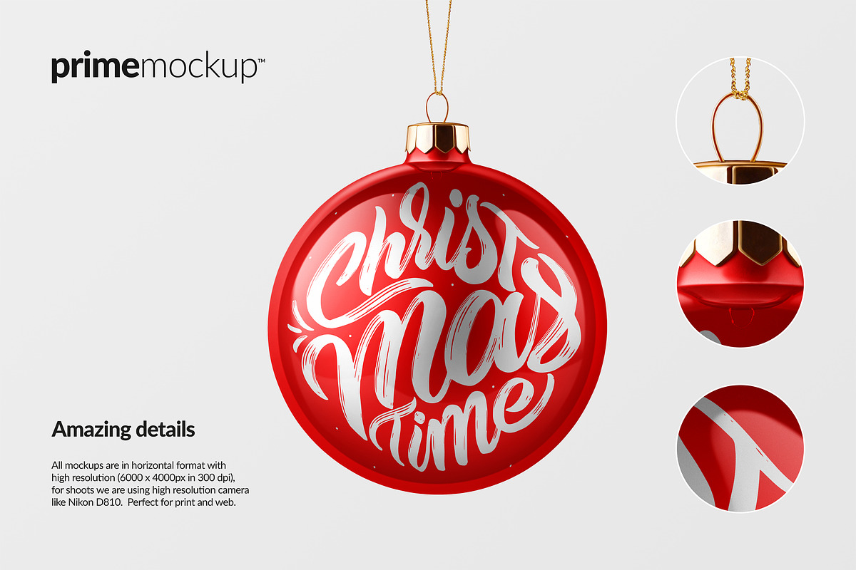 Christmas Ball/Ornament Mockup Scene, a Product Mockup by PrimeMockup (Photo 5 of 10)
