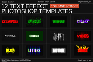 12 Text Effect Templates, a Layer Style Add-On by iDoodle Studio