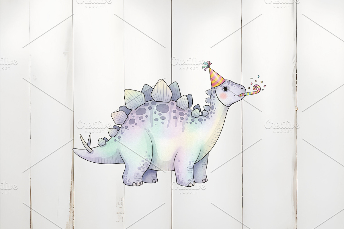 Pastel Dinosaur Clipart, an Illustration by Watercolor design (Photo 5 of 6)