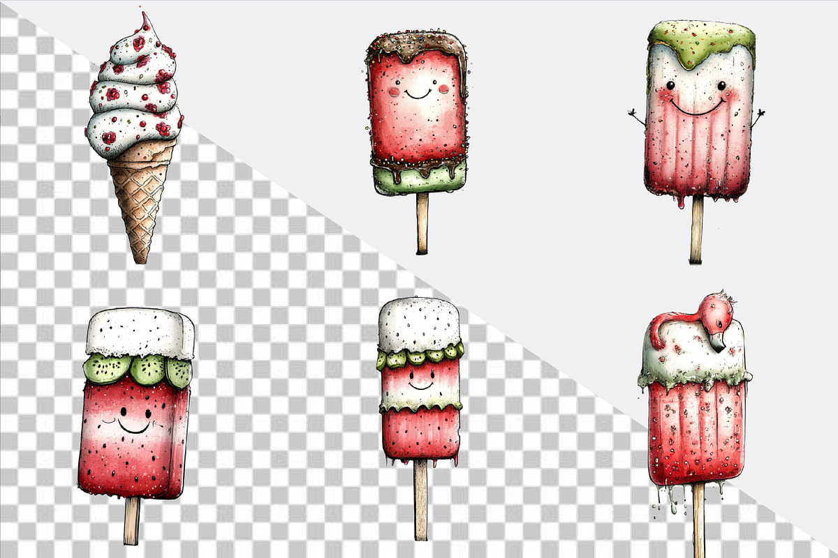 Whimsical Summer Ice Cream Clipart B, an Illustration by SVGArt (Photo 2 of 9)
