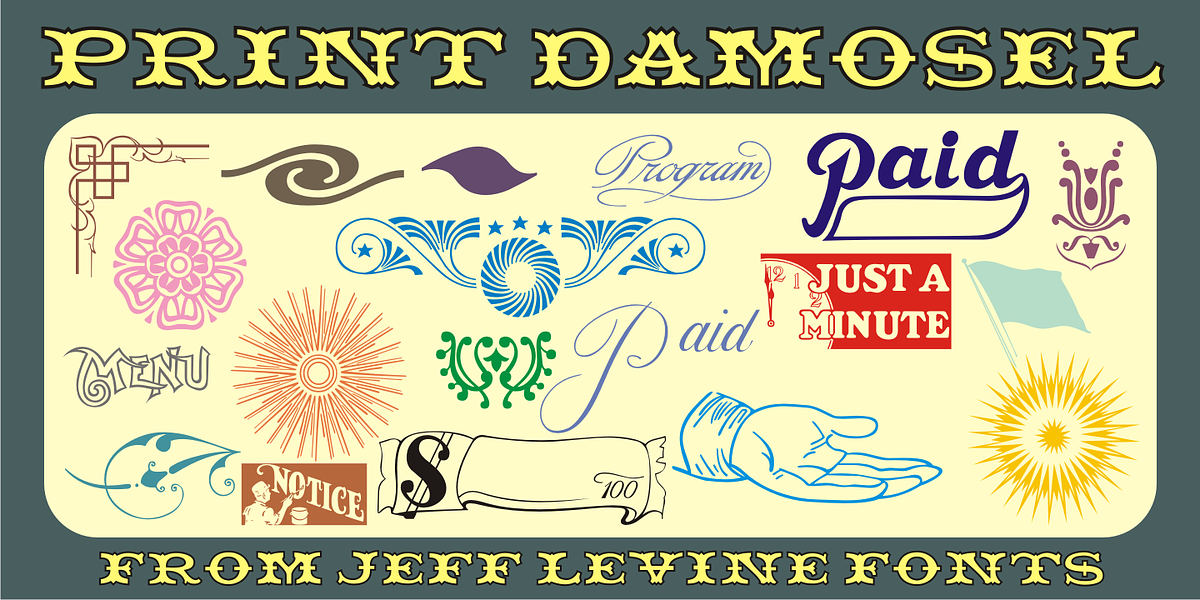 Print Damosel JNL, a Symbol Font by Jeff Levine Fonts