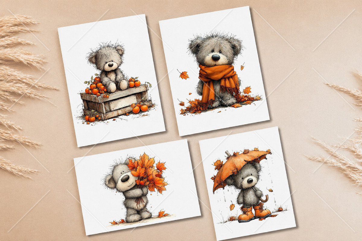 Whimsical Teddy Bear Fall Clipart, a Seasonal Illustration by Canvas Craft (Photo 9 of 10)