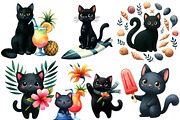 Cat Silhouette Summer Clipart, an Illustration by Designworld (Thumbnail 5 of 6)