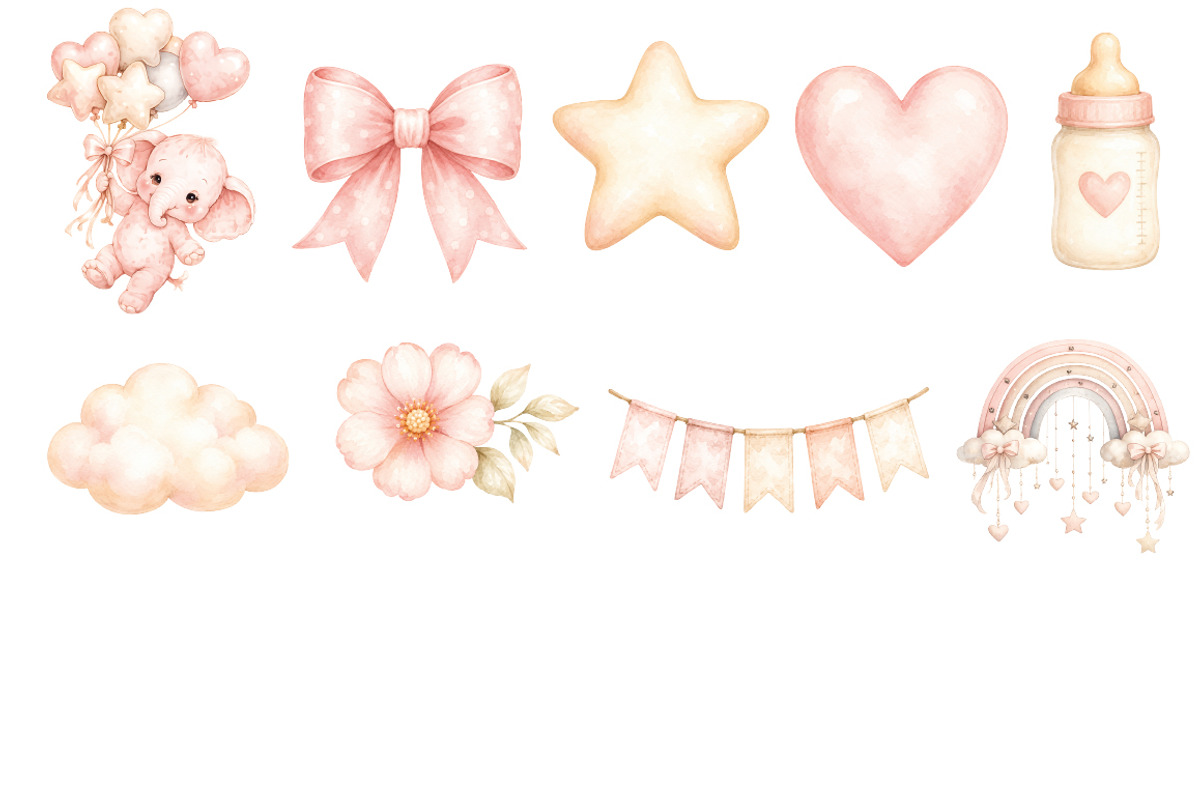 Pink Baby Elephant Clipart, an Animal Illustration by Villa 11 Estudio (Photo 3 of 9)