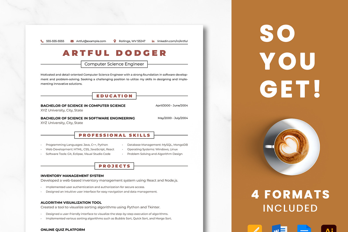Computer Science Engineer Resume, a Resume Template by ResumeInventor (Photo 8 of 9)