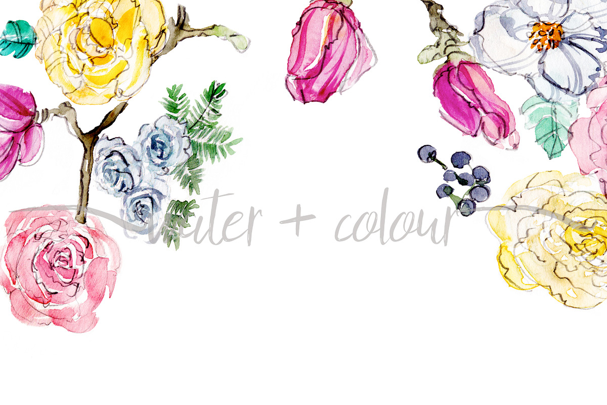 watercolor floral border, a Graphic by water + colour