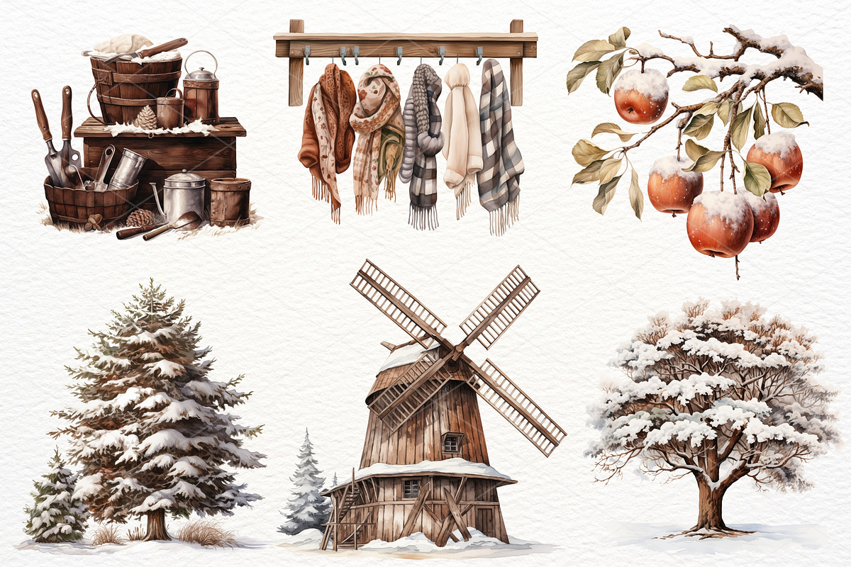 Winter Farm Clipart Bundle PNG, a Decorative Illustration by Maysa Art (Photo 5 of 7)