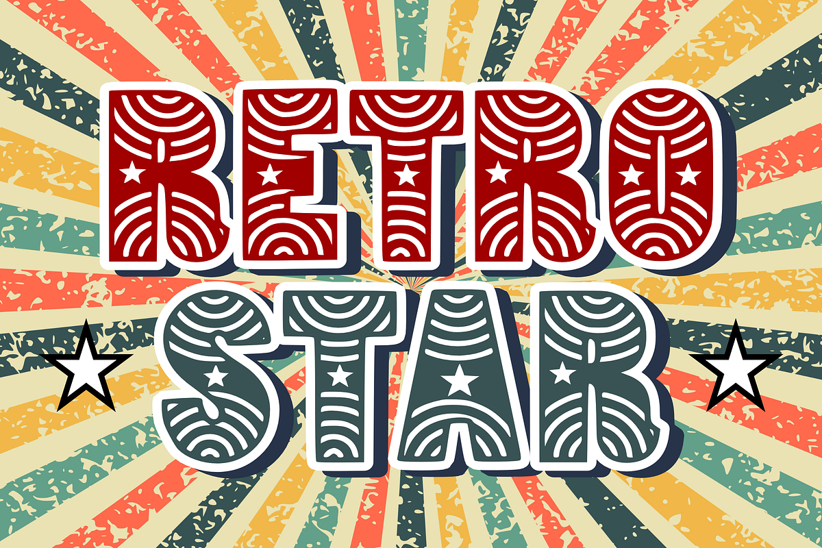 Retro Star - Retro Font Types, a Font by KiddoGlyphs Studio (Photo 1 of 3)
