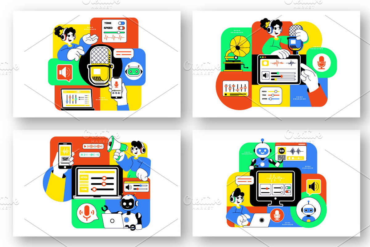 10 AI Voice Generator Illustration, a Technology Illustration by denayunebgt (Photo 3 of 4)