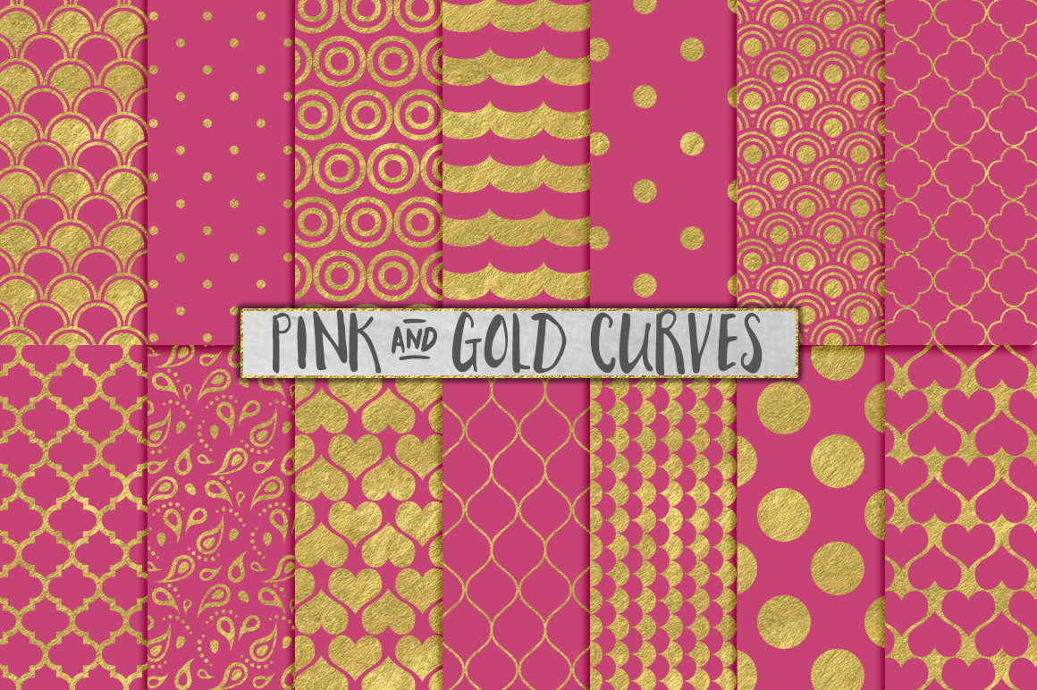 Pink and Gold Foil Backgrounds, a Pattern Graphic by Paper Element