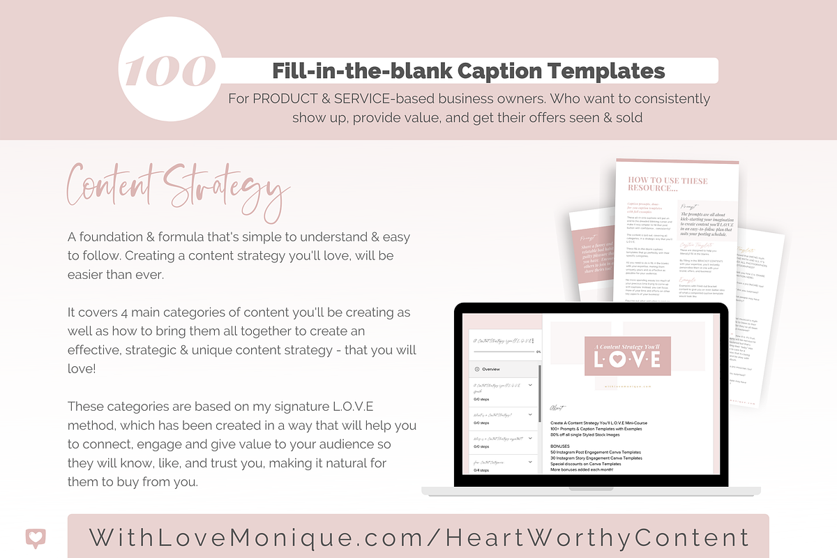 100 Caption Templates for Instagram, a Social Media Template by With Love Monique (Photo 3 of 10)