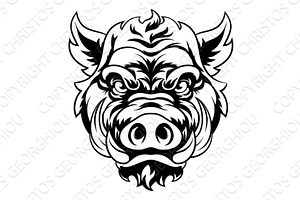 Boar Wild Hog Razorback Warthog, an Animal Illustration by Christos Georghiou