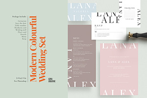 Modern Colourful Wedding Set, an Invitation Template by Azka Creative