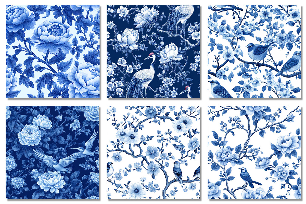 Blue Chinoiserie Seamless Pattern, a Texture Graphic by Dream Creation (Photo 3 of 6)