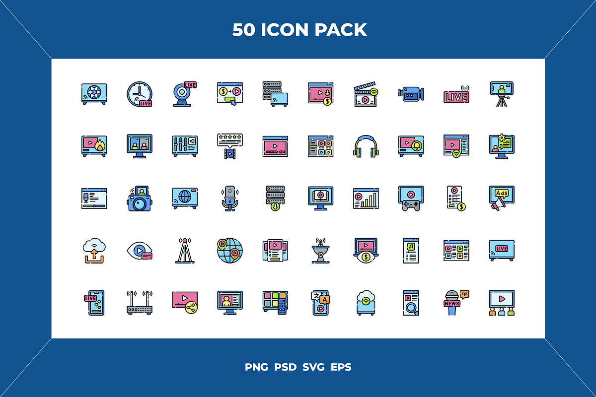 Online streaming icons, an Outline Icon by Wencory (Photo 1 of 2)