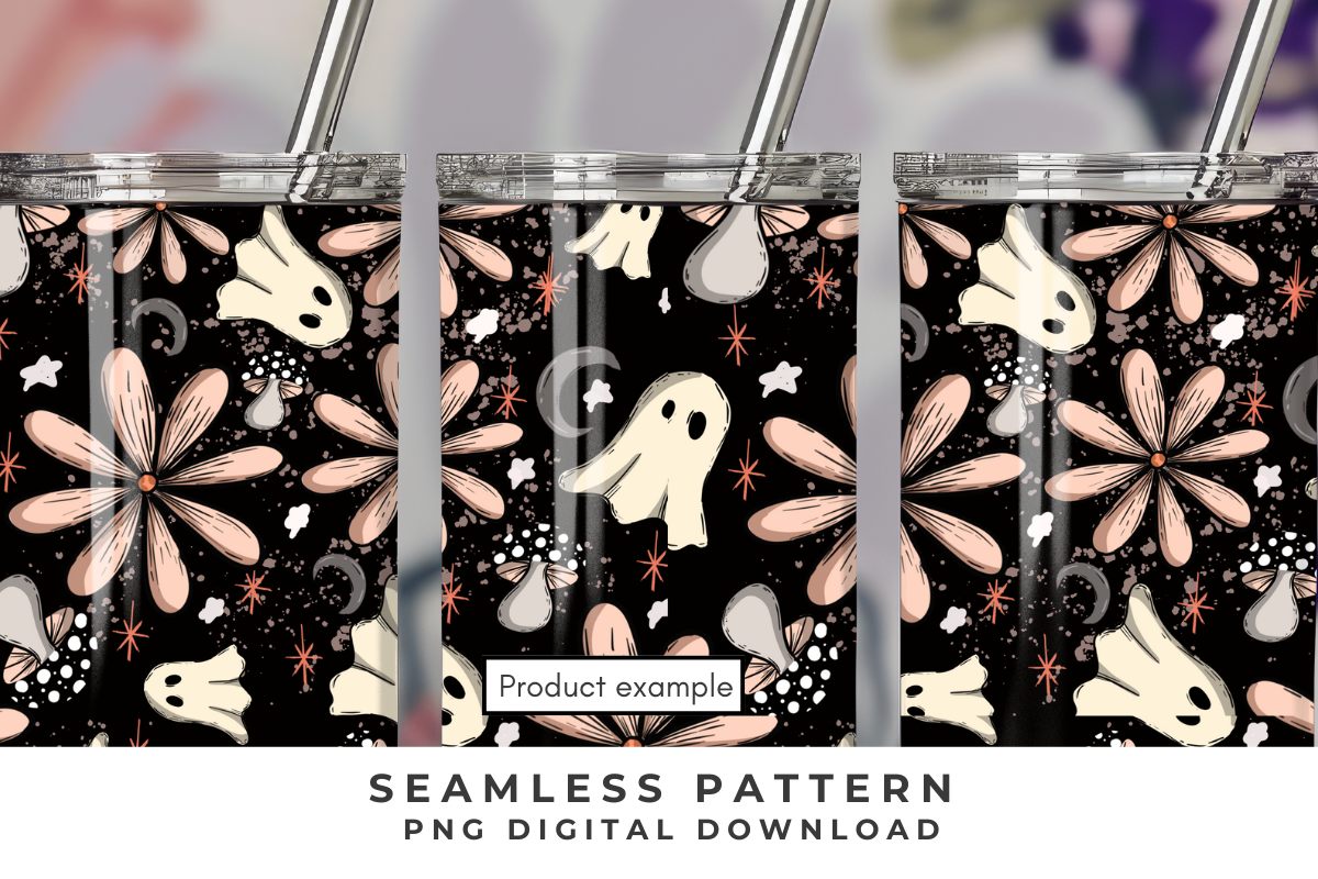 Halloween Ghost Seamless Pattern PNG, an Illustration by Anca Digital Vibe (Photo 2 of 6)