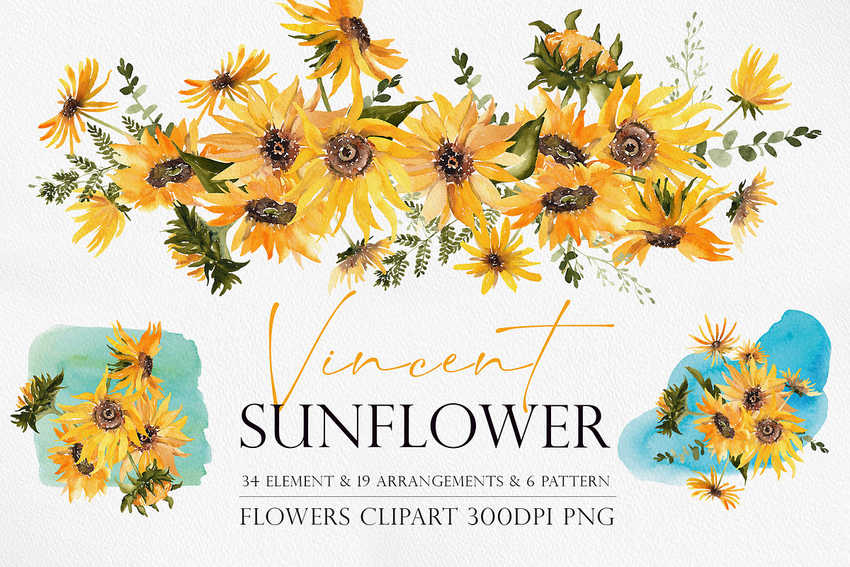 Watercolor flower -Vincent Sunflower, an Illustration by Beigetime (Photo 1 of 13)