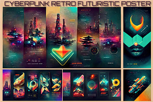 Cyberpunk retro futuristic poster, a Print Template by ZinetroN