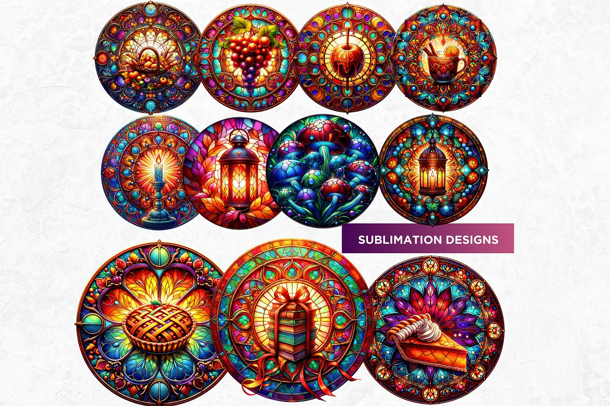 Autumn Stained Glass Round clipart, an Illustration by ThatsDesignArt (Photo 5 of 10)