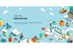 Digital education concept, an Education Illustration by Yayasya