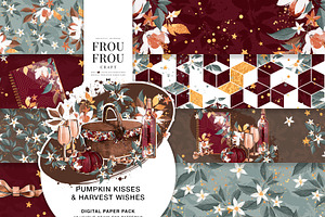 Autumn Fall Burgundy Paper Pack