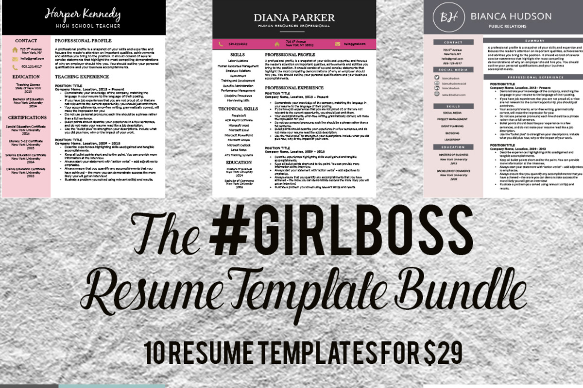 Resume Template Bundle - #girlboss, a Resume Template by Resume Template Shoppe (Photo 1 of 5)