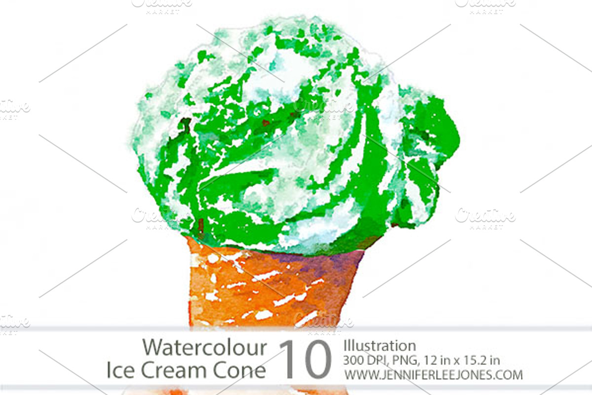 Watercolor Ice Cream, an Object Graphic by Jennifer Lee Jones (Photo 5 of 5)