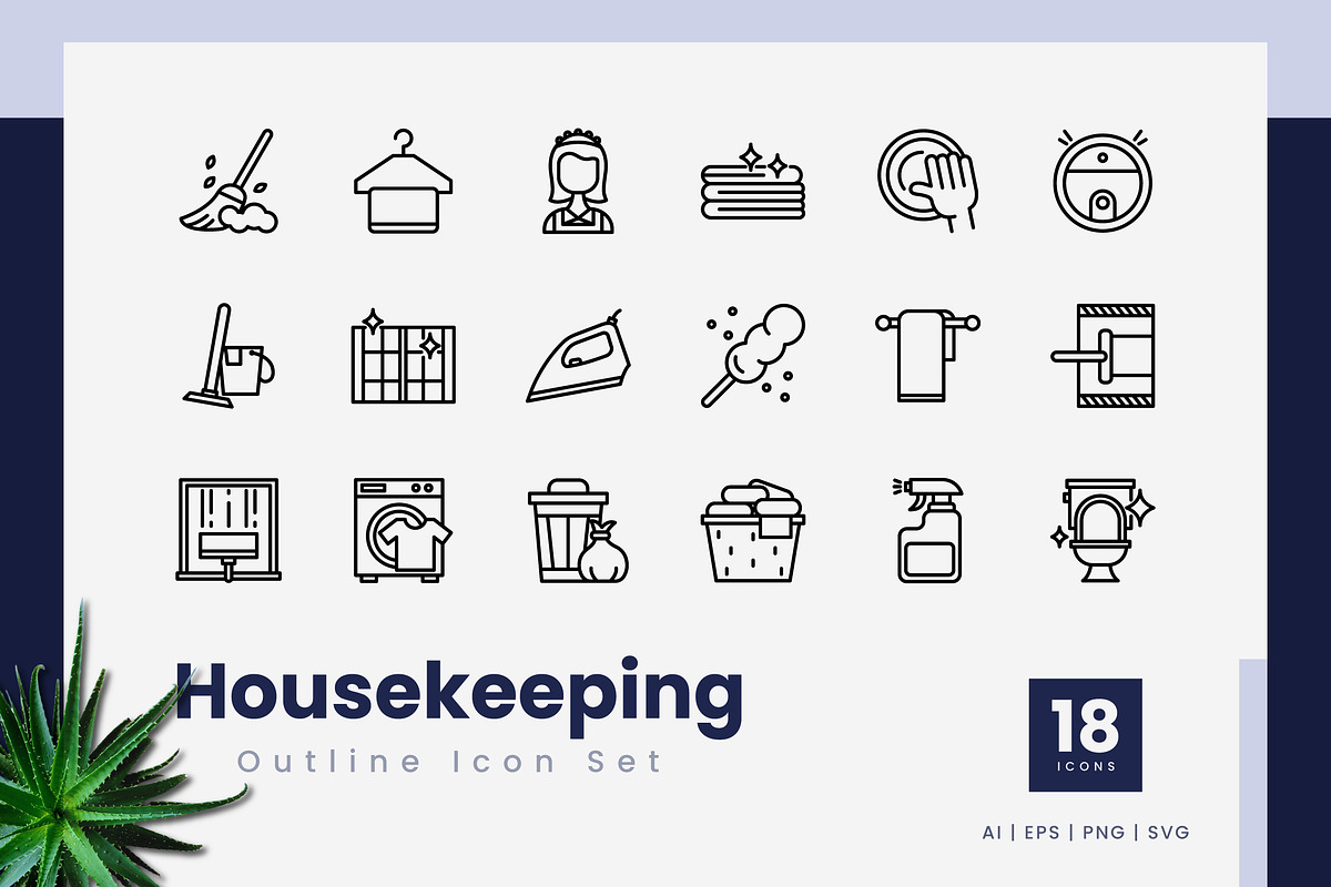 Housekeeping Outline Icons, an Outline Icon by Zeer Graphic