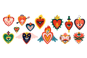 Sacred Mexican hearts. Traditional, an Object Illustration by Vectorbuum