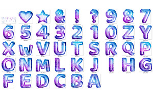 Galaxy Foil Balloon Alphabet Clipart